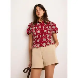 Mint Velvet Red Cotton Broderie Shirt